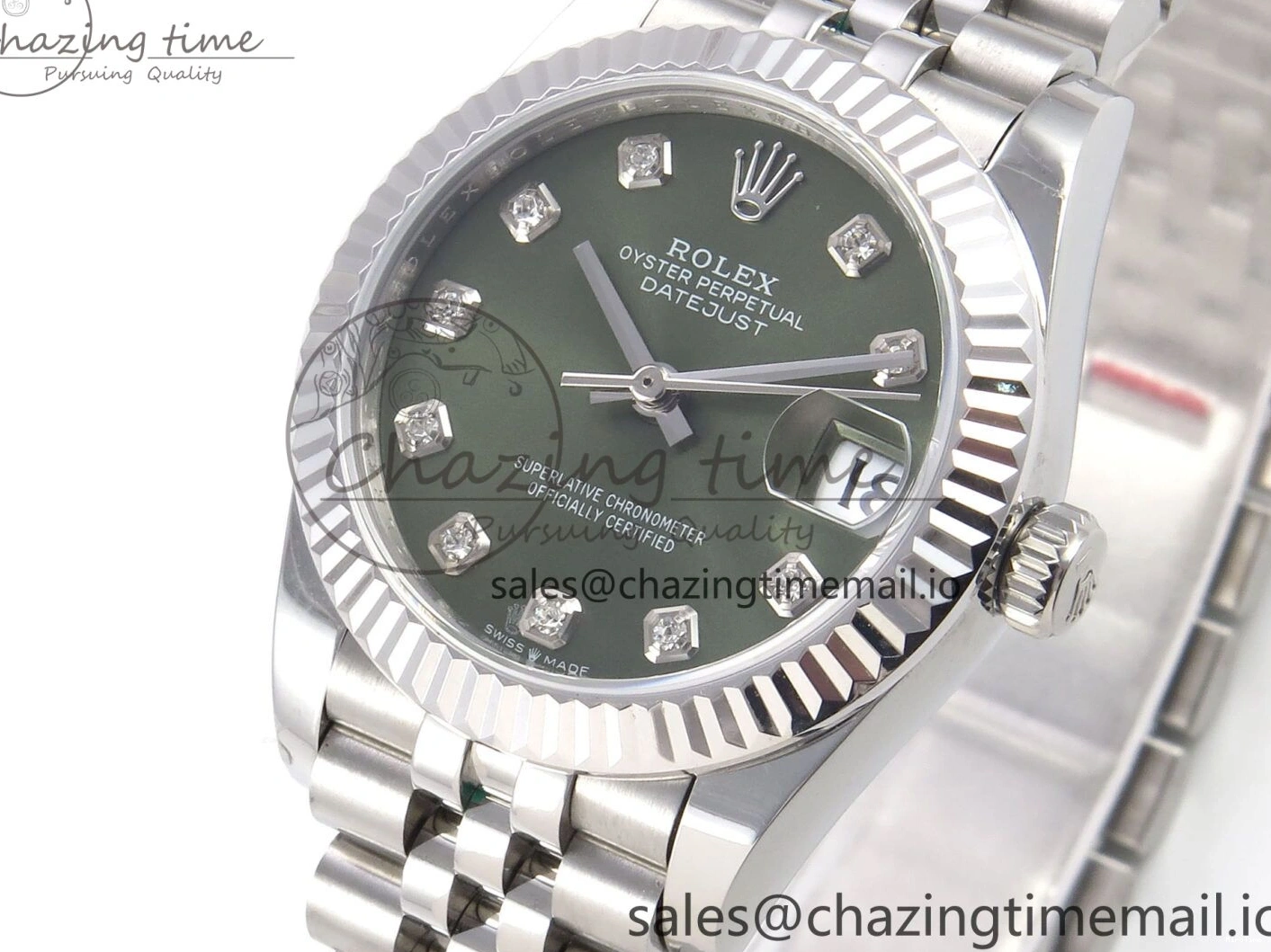 MiroTime 0428 Durable DateJust 31 278274 SS GMF 1:1 Best Edition 904L Steel Green Diamonds Dial on Jubilee Bracelet A 1163